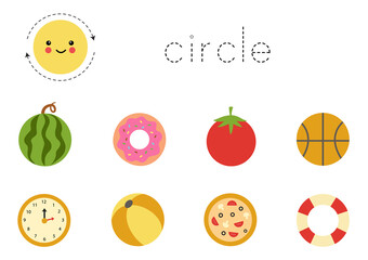 Learning basic geometric form for children. Cute circle.