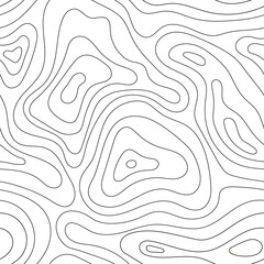Topographic line pattern, map landscape background above view. Vector abstract line - obrazy, fototapety, plakaty