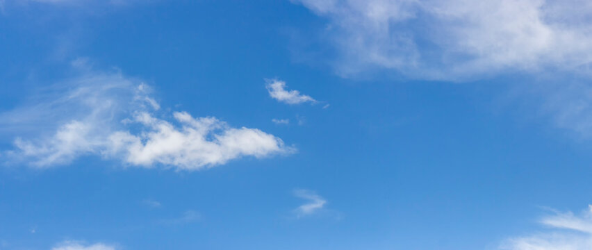 Panorama of low cloud blue sky.