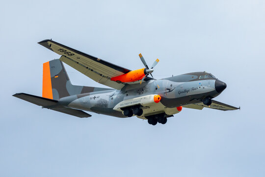 WUNSTORF / GERMANY - JUNE 03, 2021:  Transall C160 in special paint on the air base in Wunstorf.