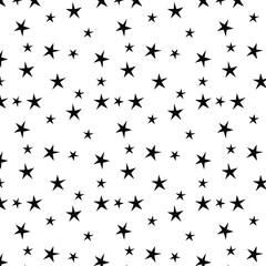 Seamless abstract background with stars. Illustration black and white