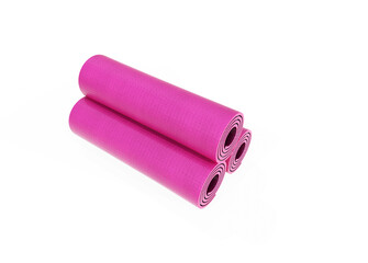 3d rendering of a half rolled yoga mat isolated on white background. Fitness and health. Exercise equipment. Yoga and pilates.