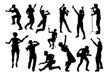 Pop Rock Band or Hiphop Musicians Silhouettes