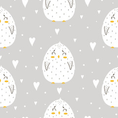 Seamless pattern with cute chicks - 437226365
