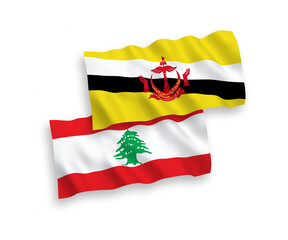 Flags of Brunei and Lebanon on a white background