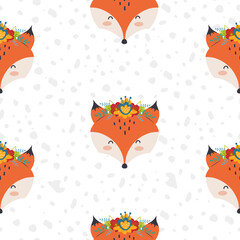 Seamless pattern with fox in scandinavian style - 437226995