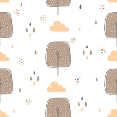 Seamless pattern with trees in the Scandinavian style - 437227140