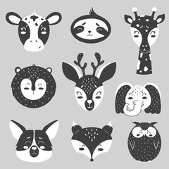 Set of animals for children's design in scandinavian style - 437227197