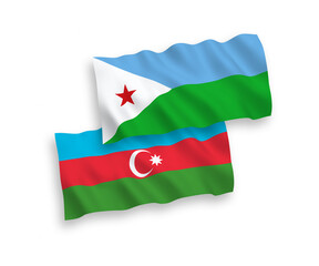 Flags of Republic of Djibouti and Azerbaijan on a white background