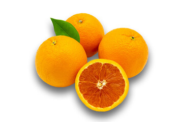 Fresh, delicious, round orange shot on a white background.