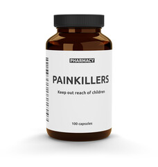 painkiller pills bottle isolated on white background
