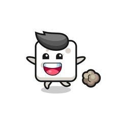 the happy sugar cube cartoon with running pose