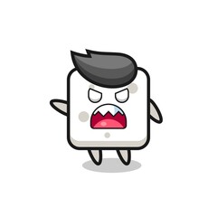 cute sugar cube cartoon in a very angry pose