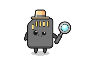 the mascot of cute sd card as a detective