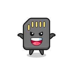 the illustration of cute sd card doing scare gesture