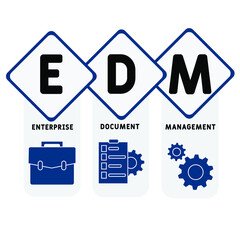 EDM - Enterprise Document Management acronym. business concept background.  vector illustration concept with keywords and icons. lettering illustration with icons for web banner, flyer, landing pag