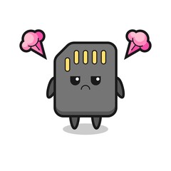 annoyed expression of the cute sd card cartoon character