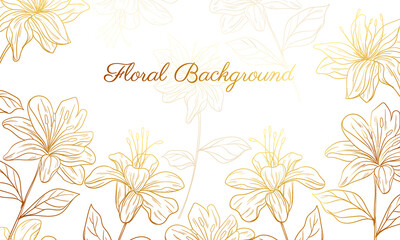 Fototapeta na wymiar hand drawn golden floral background
