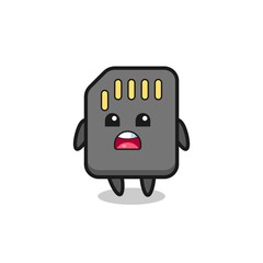 sd card illustration with apologizing expression, saying I am sorry