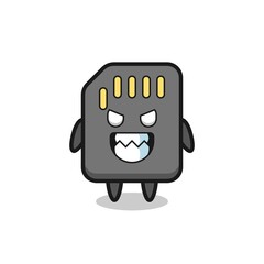 evil expression of the sd card cute mascot character