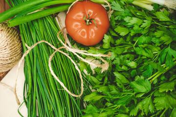 Fresh green & tomatoe, Schnittlauch & Petersilie, vegan, diät, 