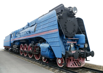 Fototapeta na wymiar The blue express steam locomotive