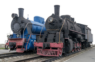 Fototapeta na wymiar Old men-steam locomotives