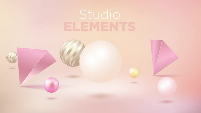 Pink studio background with geometric elements in 4k video.