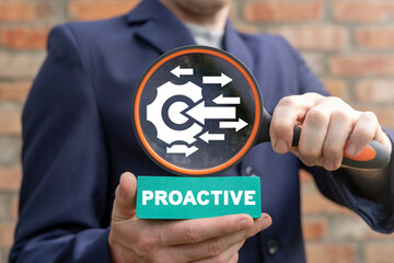 Business concept of proactive. Proactive or reactive businessman dilemma. Proactivity Influence...