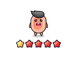 the illustration of customer bad rating, soap cute character with 1 star