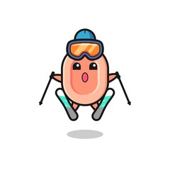 soap mascot character as a ski player