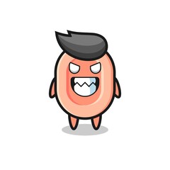 evil expression of the soap cute mascot character