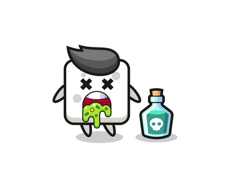 illustration of an sugar cube character vomiting due to poisoning