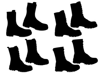 Soldier shoes in a set. Vector image.