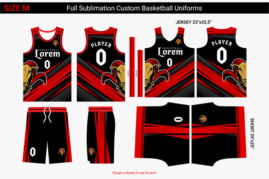 Abstract Lines Red Grey Black, Basketball Jersey Template Set