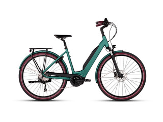 Fototapeta premium Green bicycle vintage isolated on white background​ with​ cutout​ and clipping​ path​