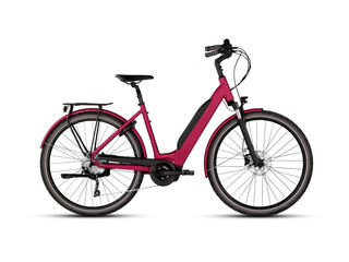 Fototapeta premium Red bicycle vintage isolated on white background​ with​ cutout​ and clipping​ path​