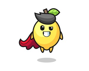 the cute lemon character as a flying superhero