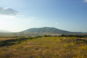 Fototapeta premium mountain view through the fields