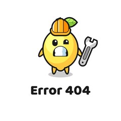 error 404 with the cute lemon mascot