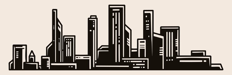 Modern city silhouette vintage concept