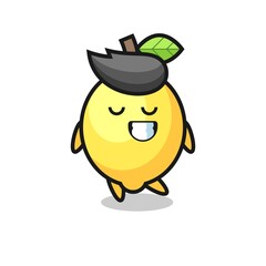 lemon cartoon illustration with a shy expression