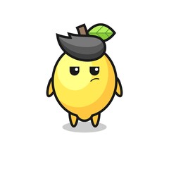 cute lemon character with suspicious expression