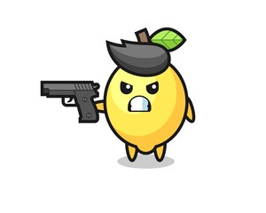 the cute lemon character shoot with a gun