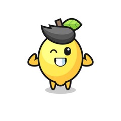 the muscular lemon character is posing showing his muscles