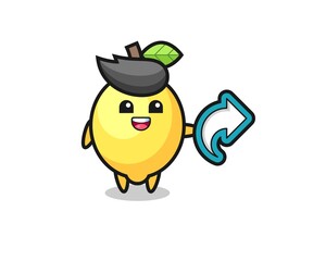 cute lemon hold social media share symbol