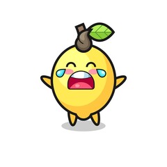 the illustration of crying lemon cute baby