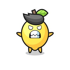 wrathful expression of the lemon mascot character