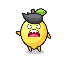 cute lemon cartoon in a very angry pose