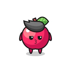 the bored expression of cute apple characters
